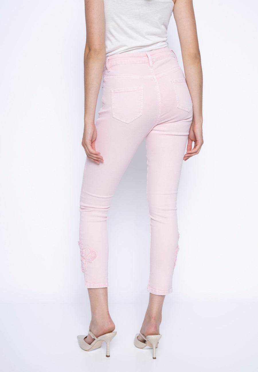 Dimensional Embellished Ankle-Length Jeans