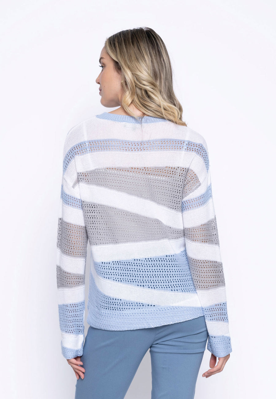 Open-Knit Color Blocking Top