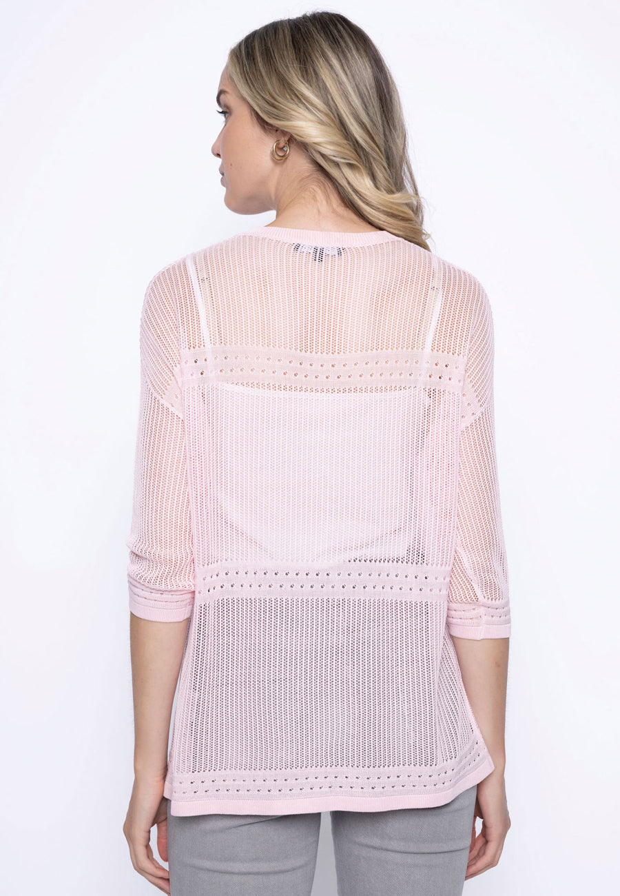 3/4 Sleeve Open-Knit Top