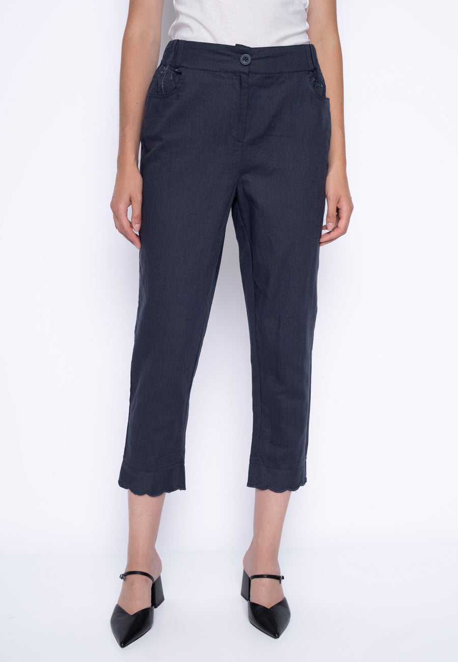 Scalloped Edge Capri Pants