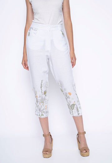 Printed Linen Capri