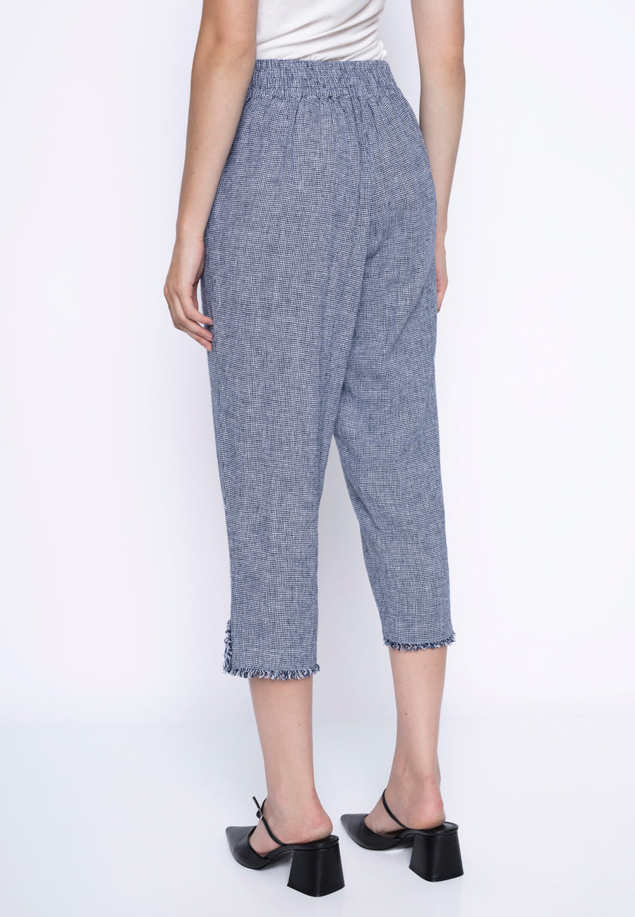 Frayed Edge Button Detail Capri