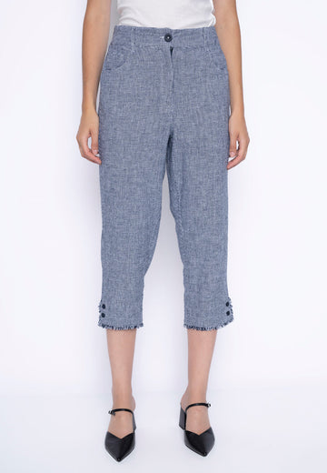 Frayed Edge Button Detail Capri