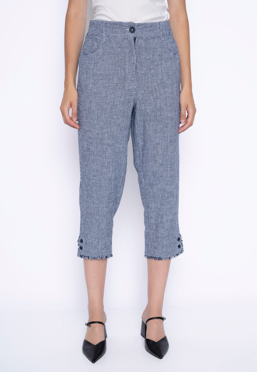 Frayed Edge Button Detail Capri