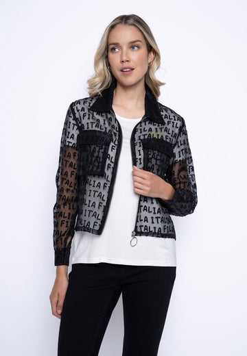 Zip-Front Cropped Embellished Jacket