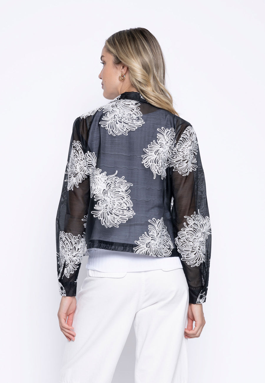 Zip-Front Cropped Embellished Jacket