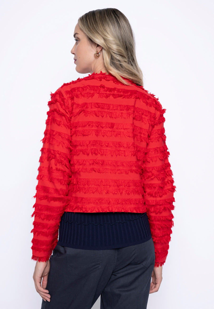 Collarless Fringed Jacket