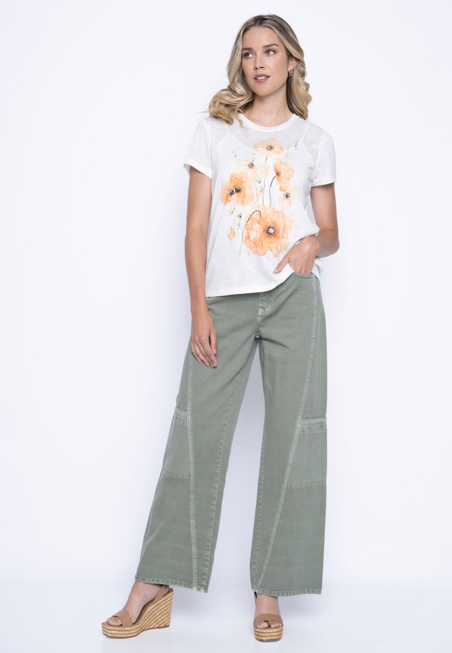 Embellished Poppy-Flower Printed Top