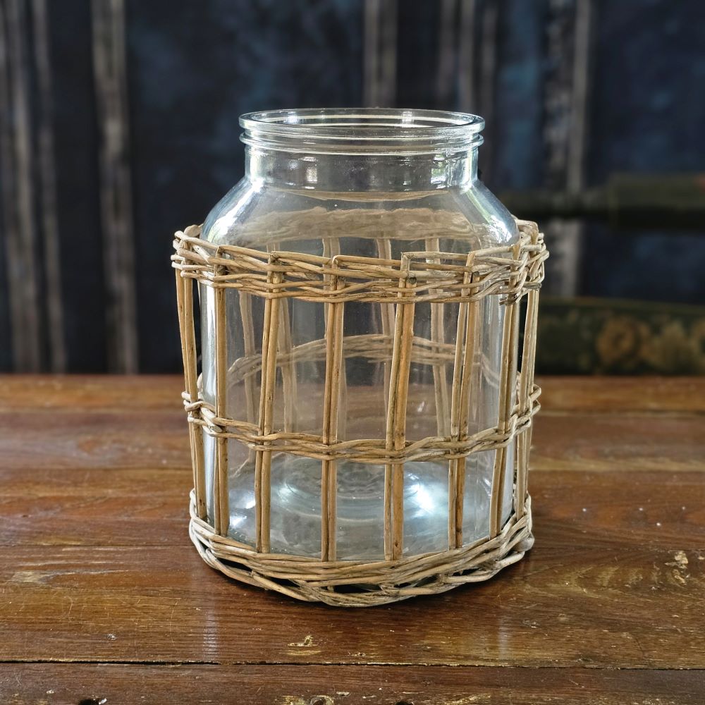 Glass Jar with Willow Basket Sleeve
