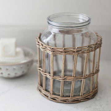 Glass Jar with Willow Basket Sleeve