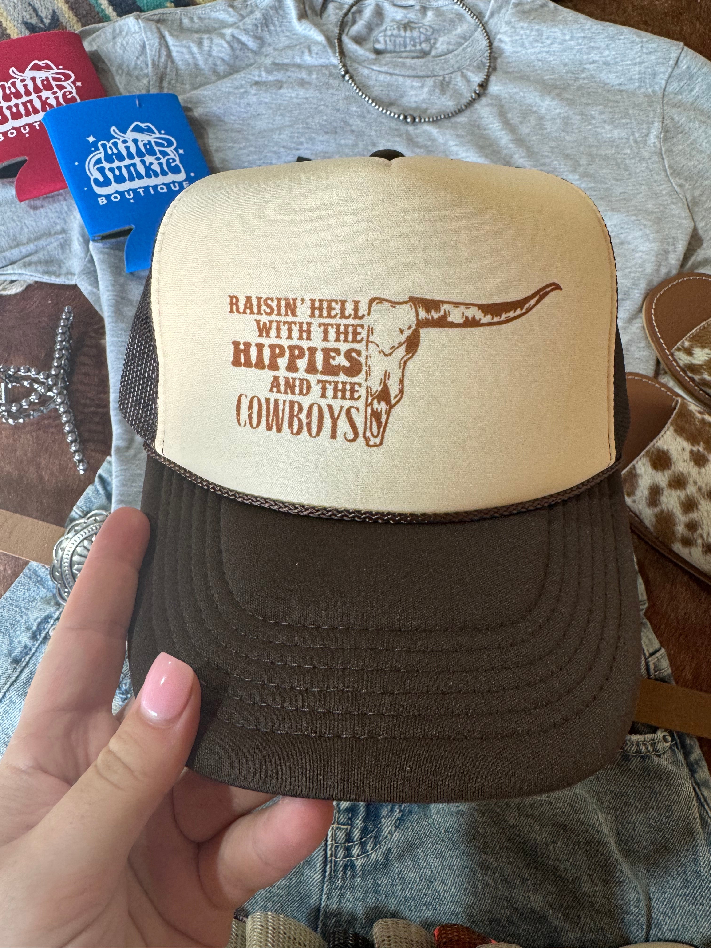 Raisin Hell With Hippies & Cowboys Trucker Hat