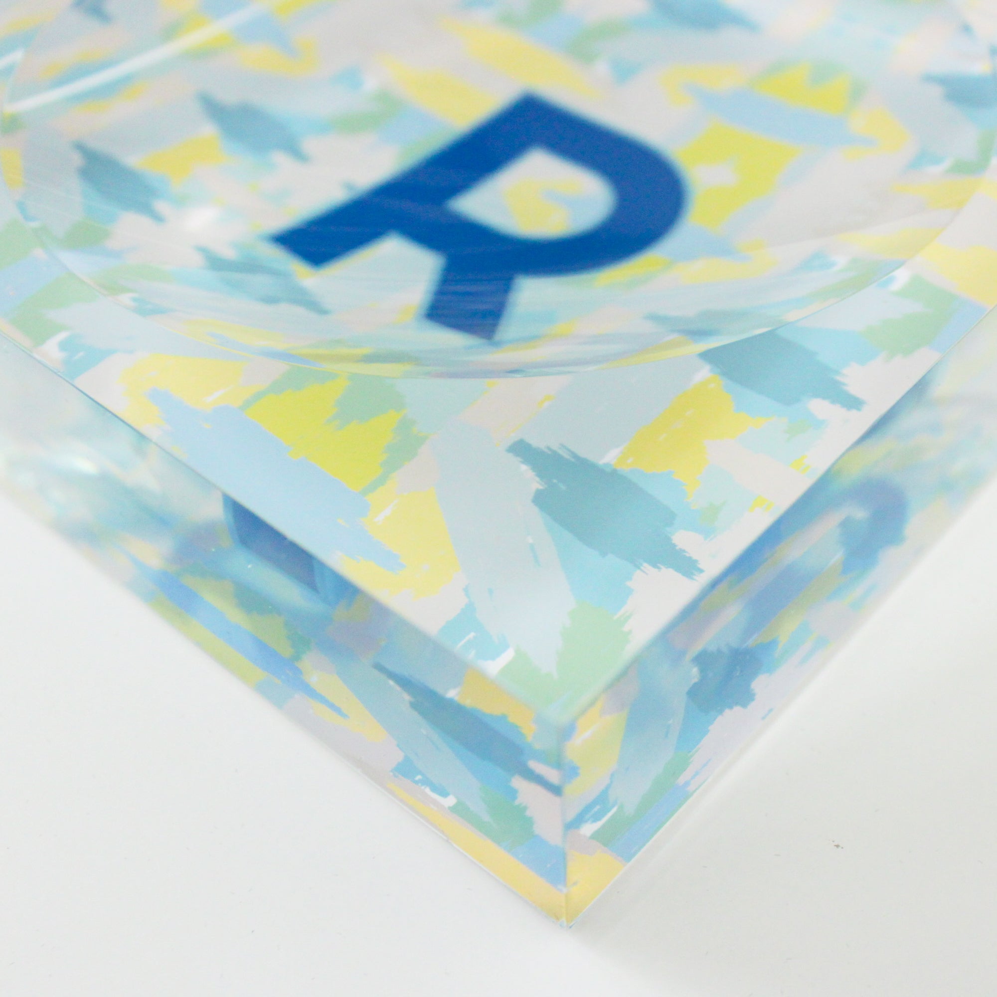 Catchall Tray - Single Initial Mila Citrus Blue - New!