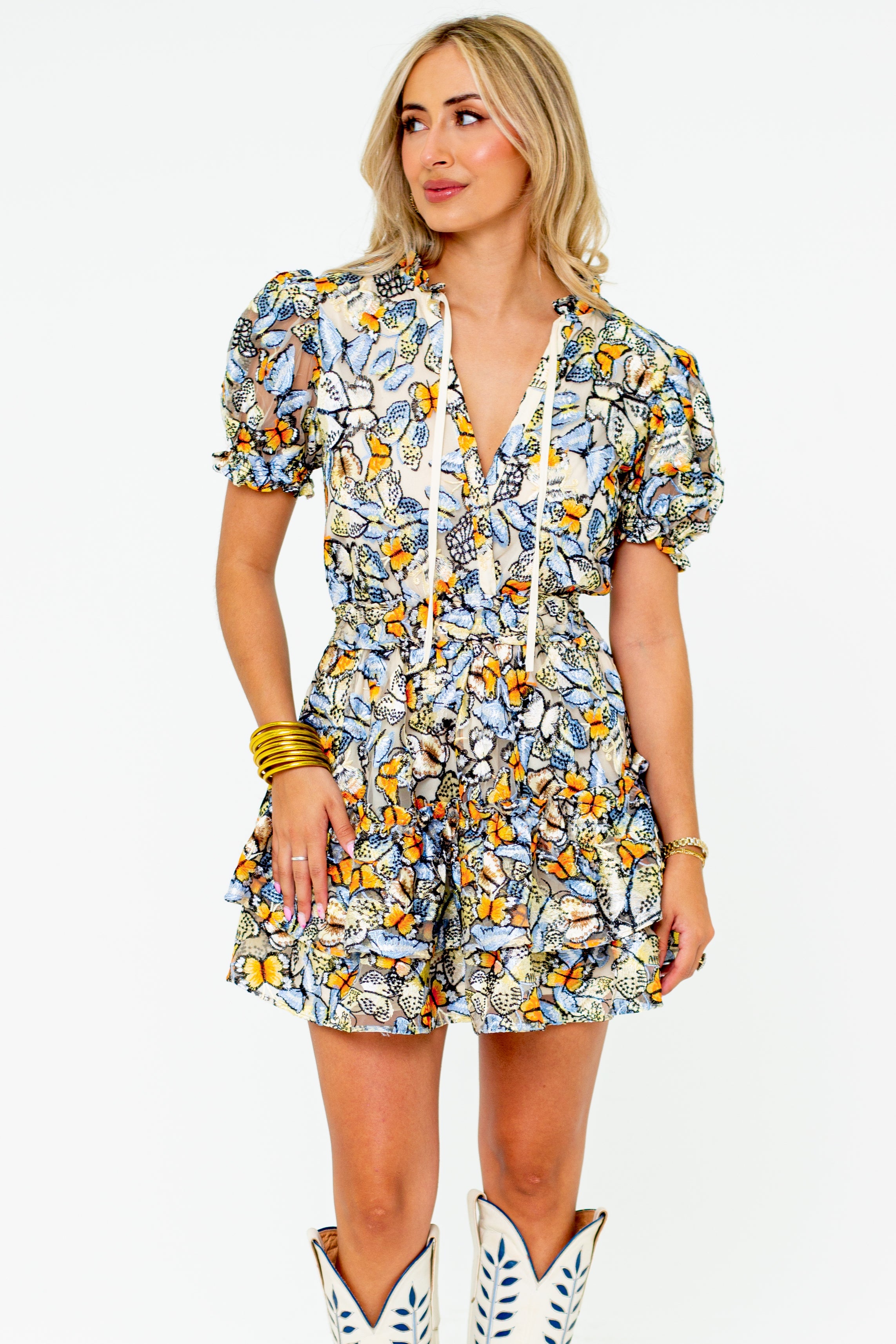 Clementine Elastic Waist Mini Dress - Meadow