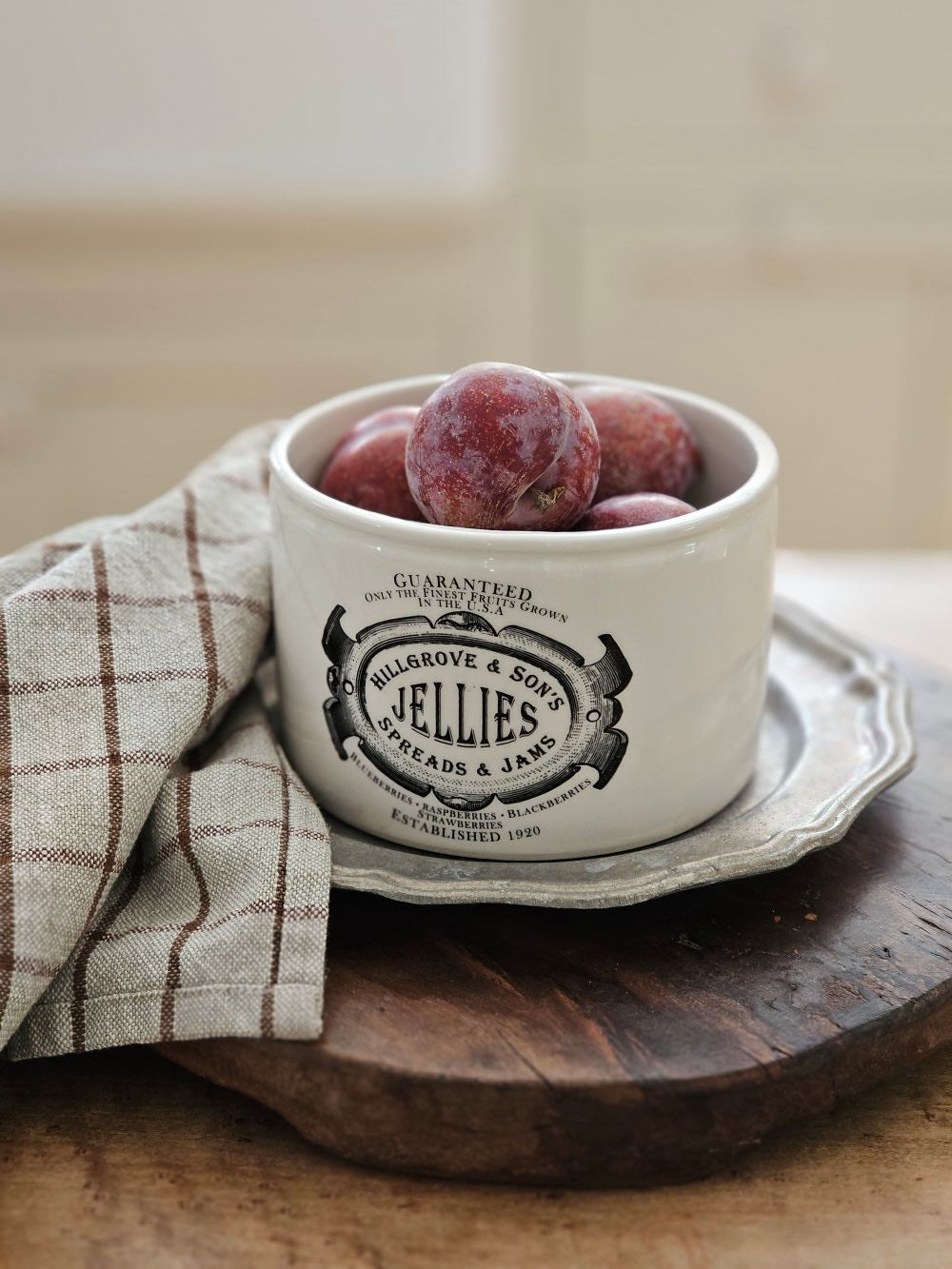 Chestnut and Flax Check Kitchen Towel Set