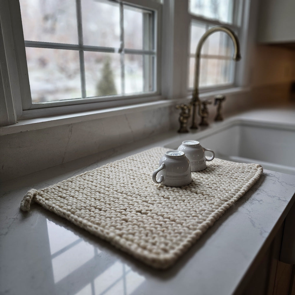 Knitted Wool Dish Drying Mat