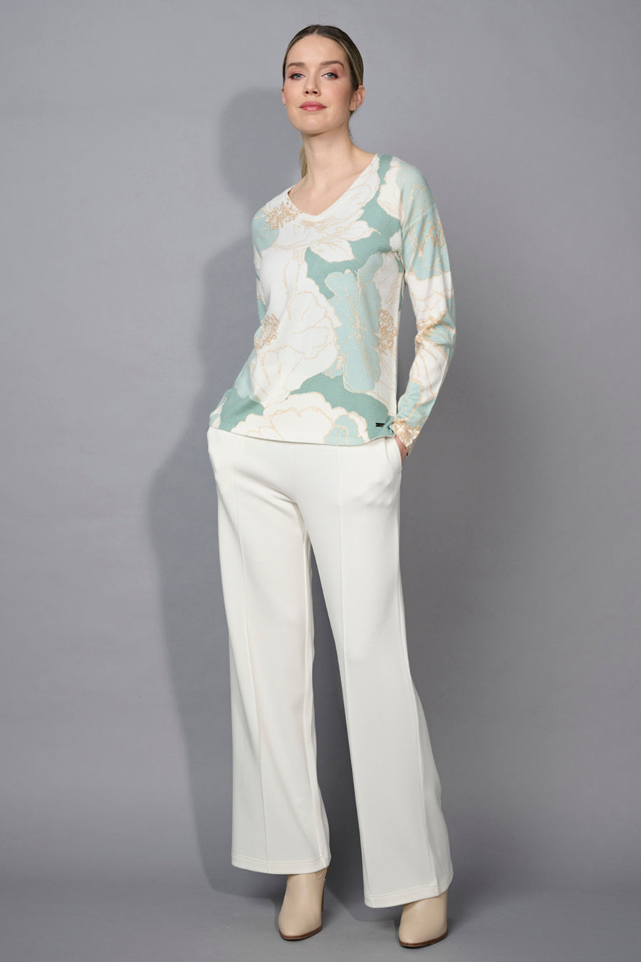 Wide-Leg Center-Seamed Pants