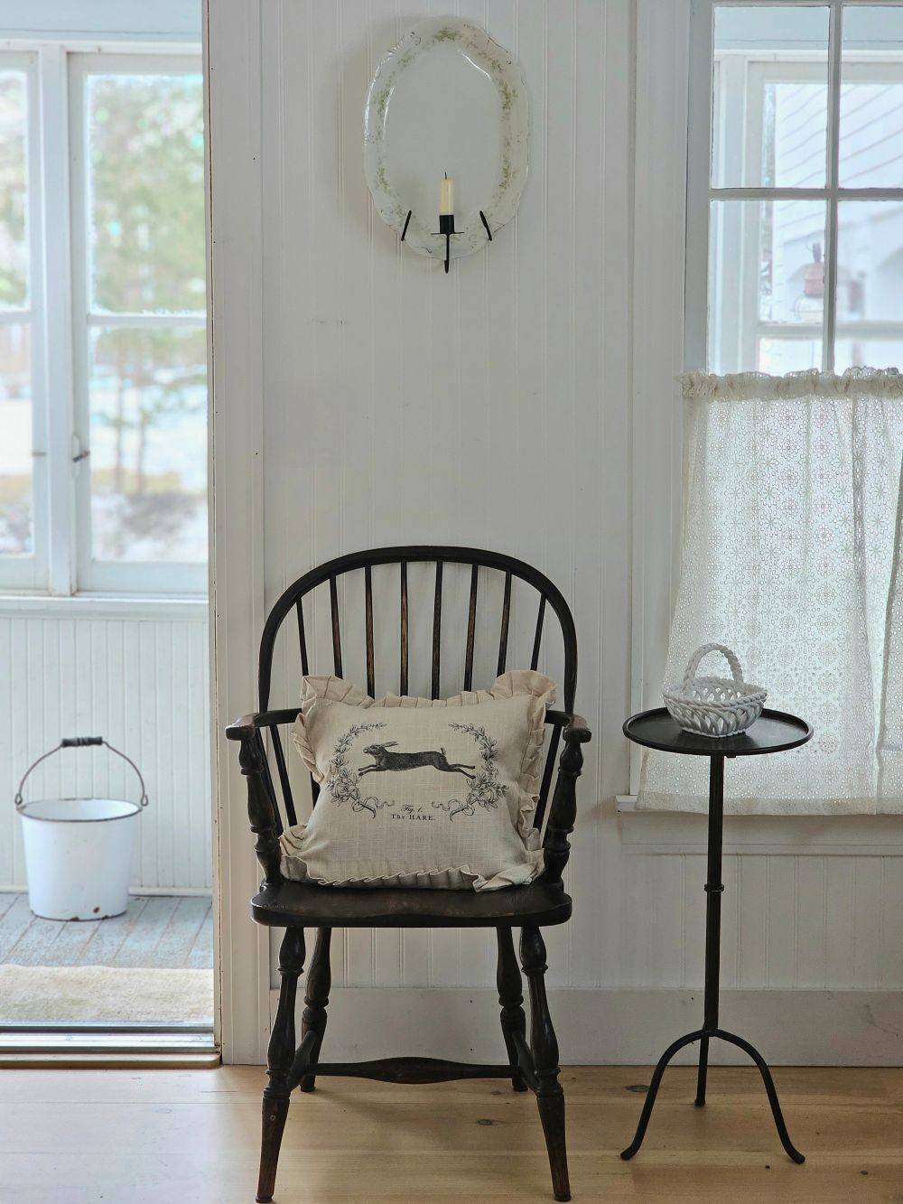 Vintage White Eyelet Lace Cafe Curtains