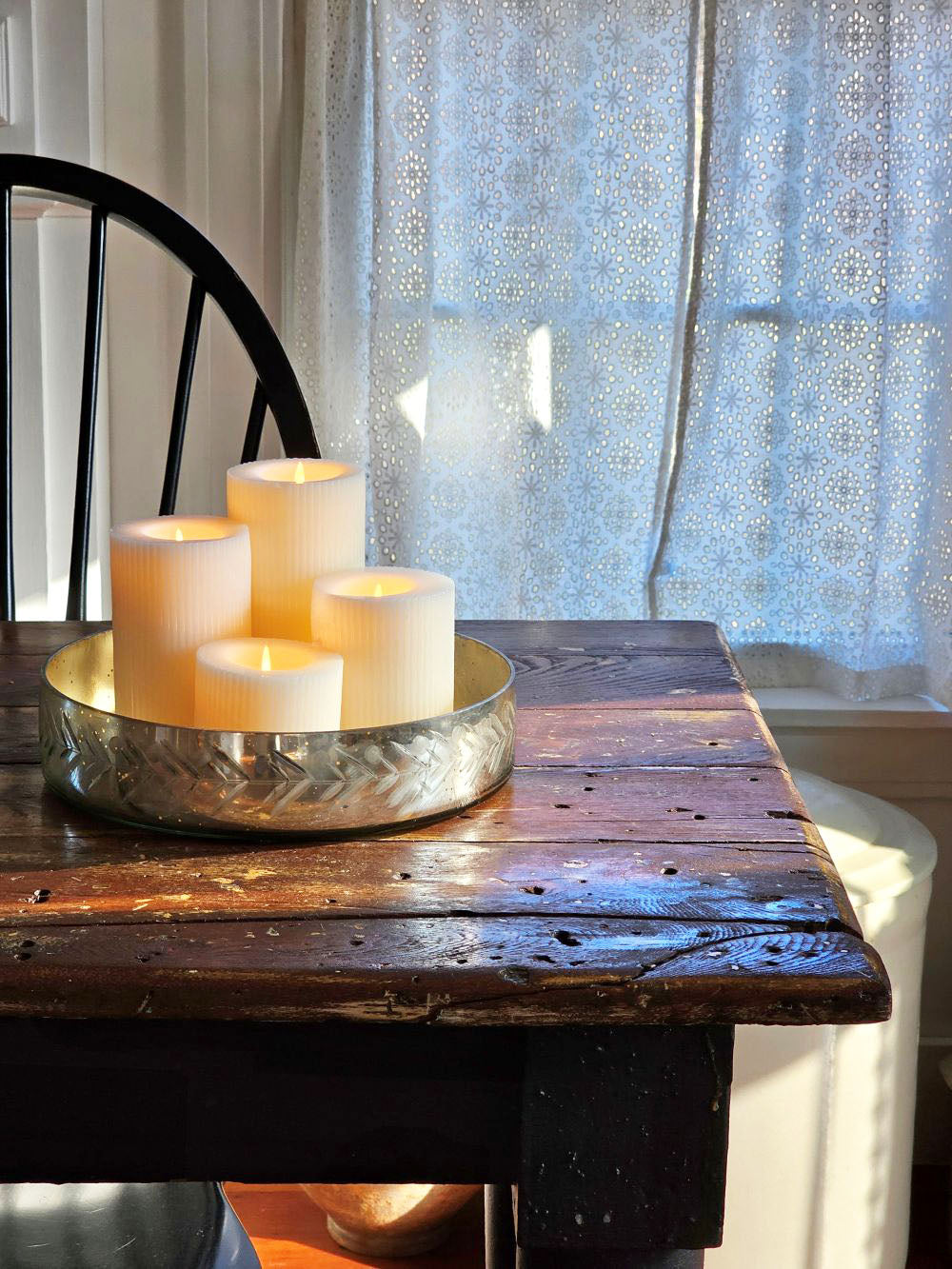 Silver Metallic Etched Glass Tray