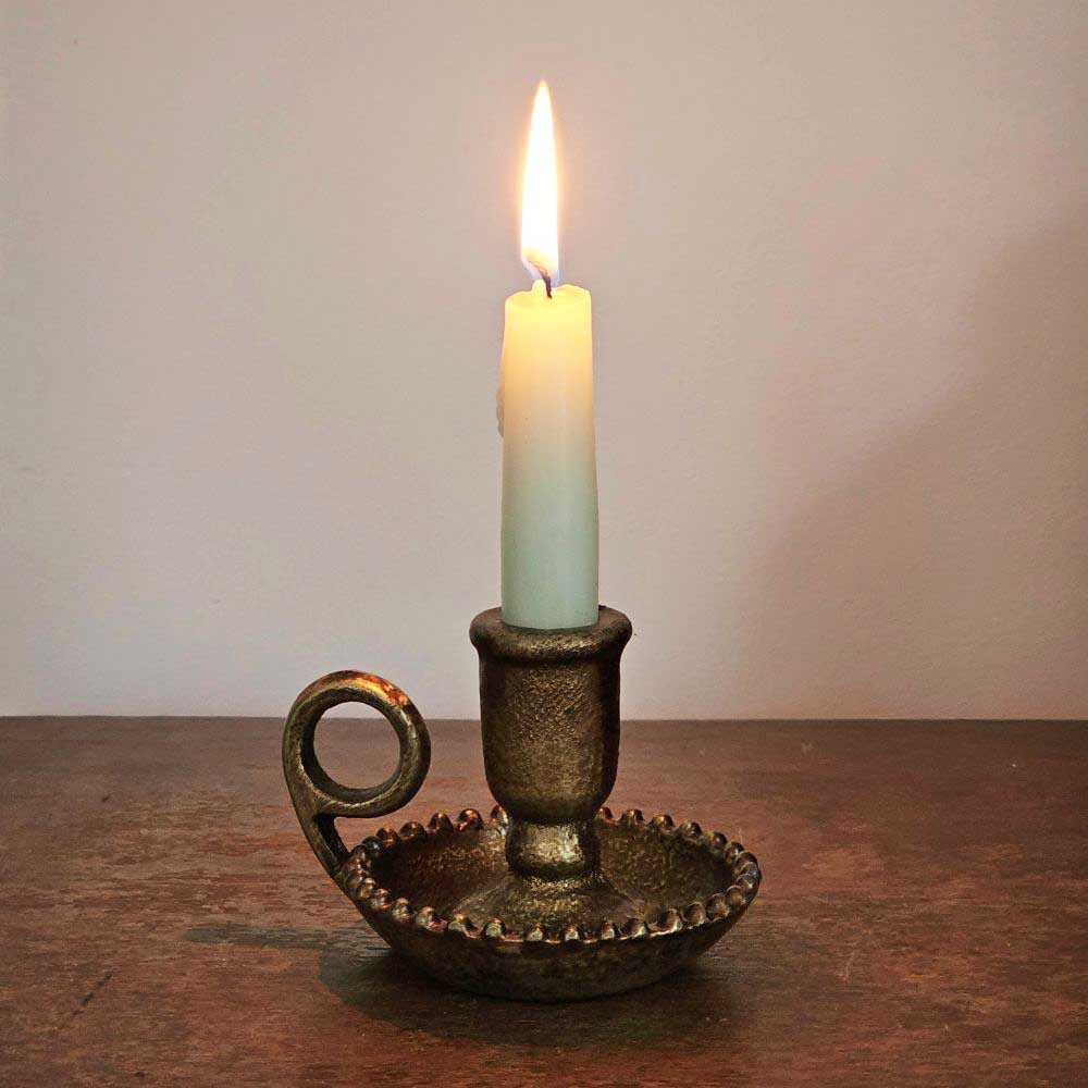 Old World Gold Chamberstick Taper Candle Holder