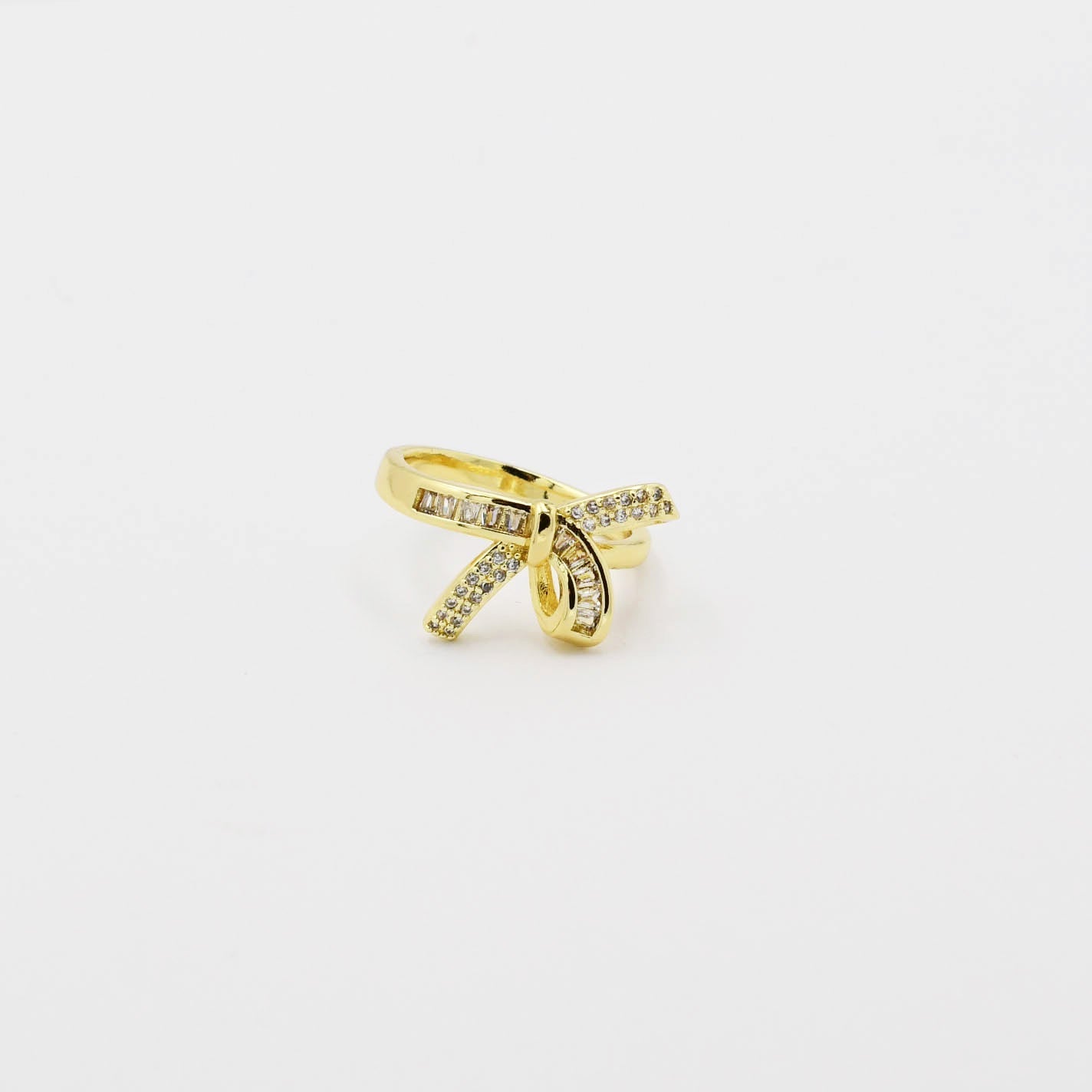 Pave Bow Gold Ring