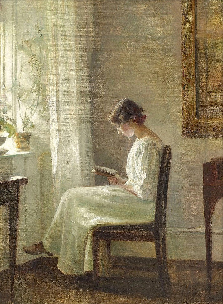 Portrait of Woman Reading Art Print