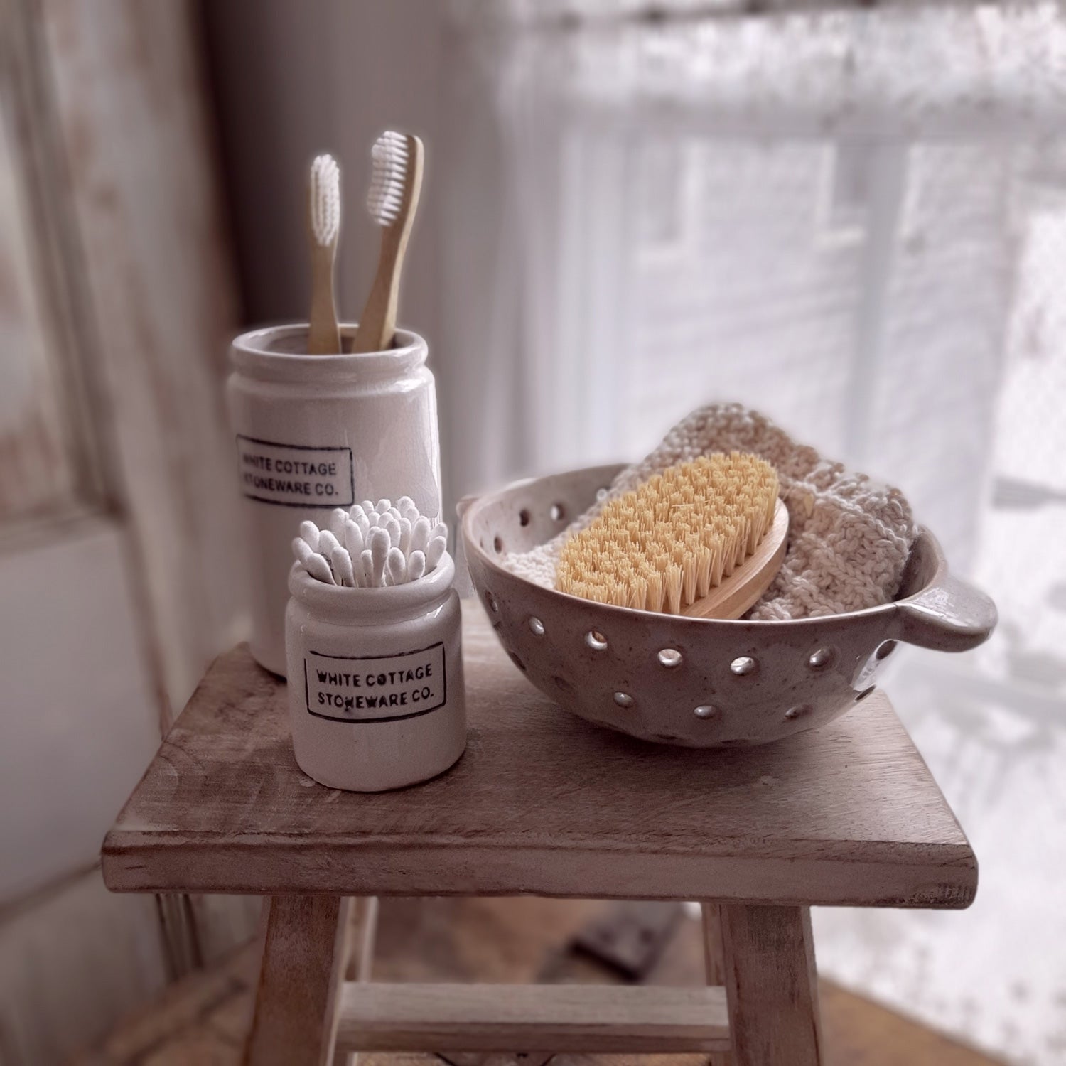 Rustic Ceramic Colander Berry Bowl