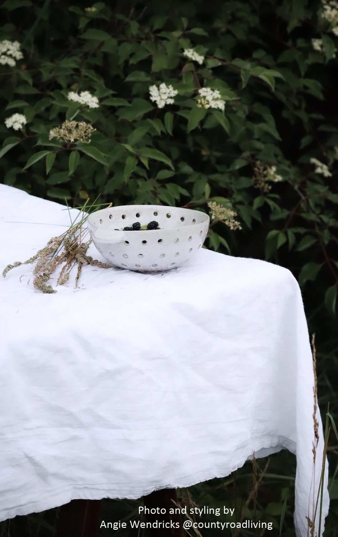 Rustic Ceramic Colander Berry Bowl