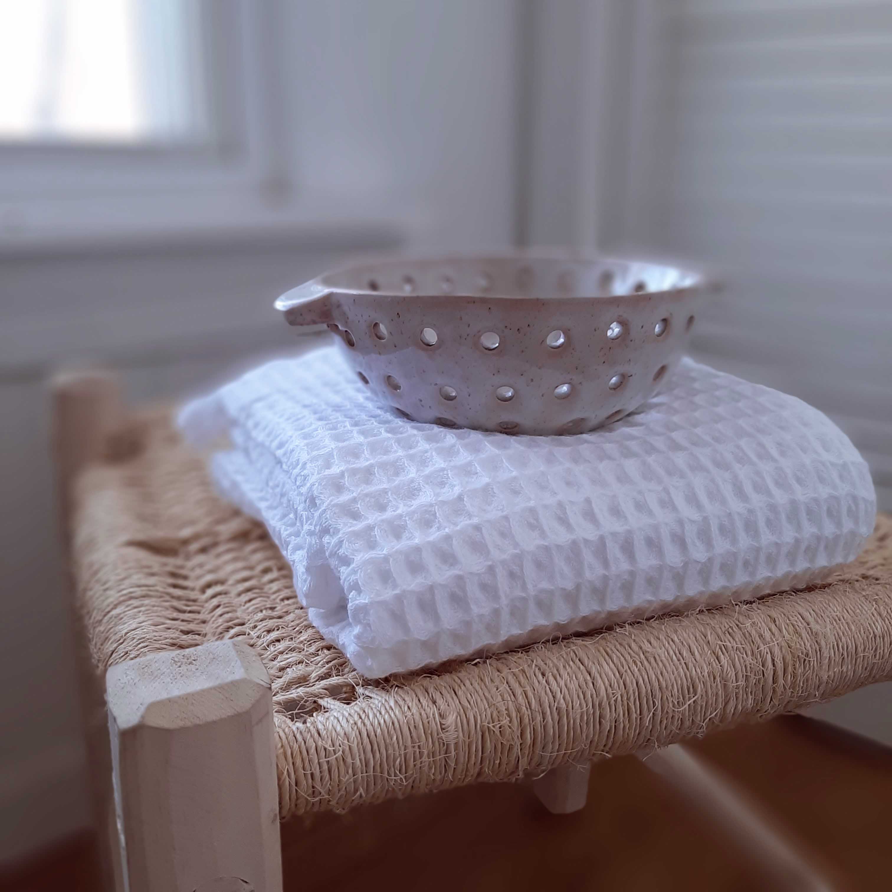 Rustic Ceramic Colander Berry Bowl