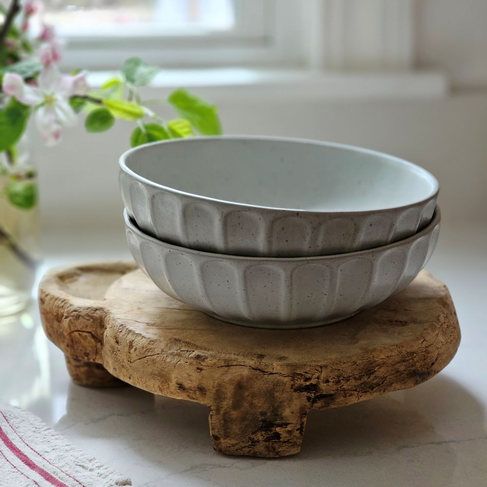 Rustic Ceramic Pasta Bowls, Set of Two