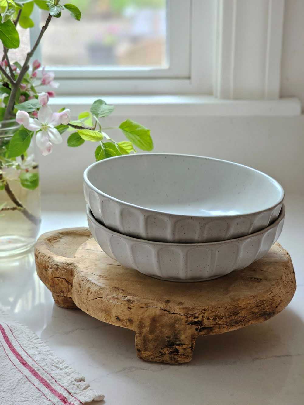 Rustic Ceramic Pasta Bowls, Set of Two
