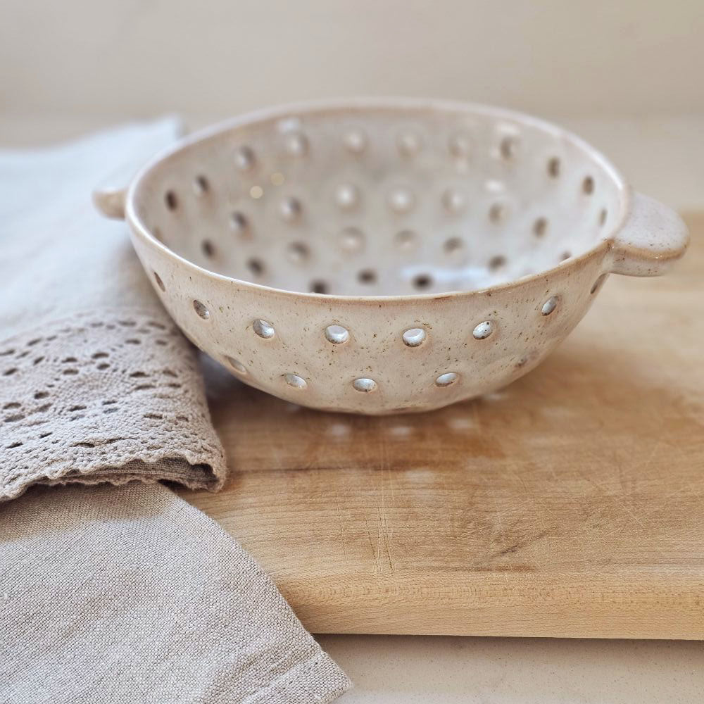 Rustic Ceramic Colander Berry Bowl
