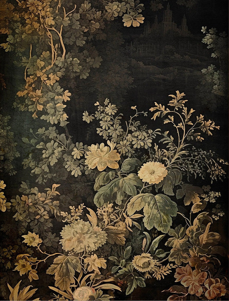 Faded Vintage Floral Tapestry Art Print
