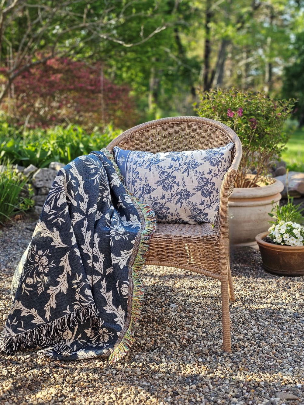 French Blue Floral Pillow