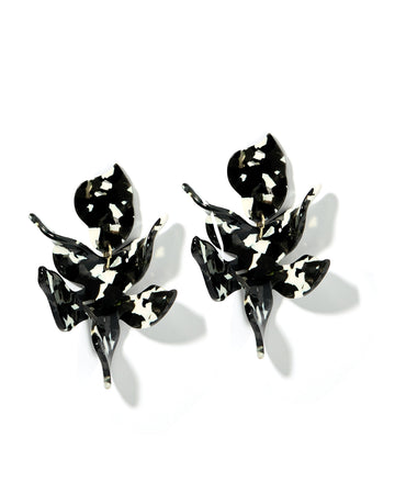 Flora Statement Earrings - Black & White