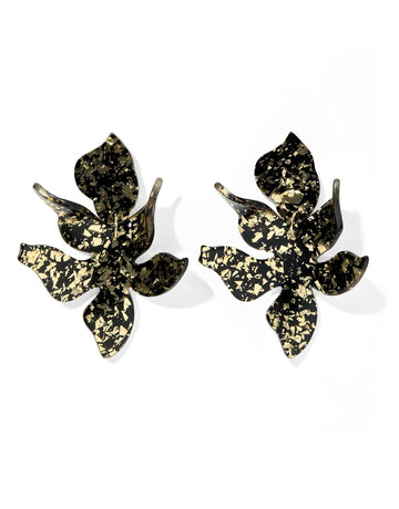Flora Statement Earrings - NYE Black and Gold