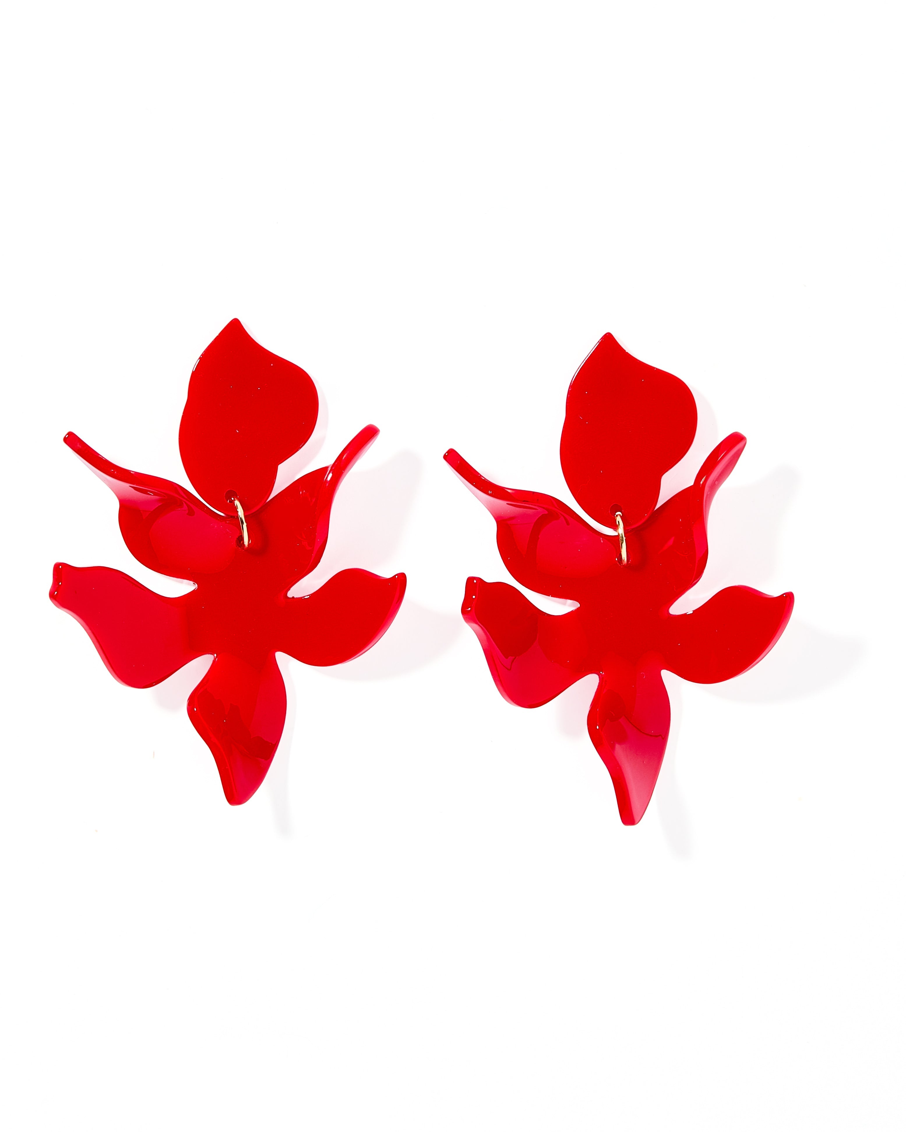 Flora Statement Earrings - True Red
