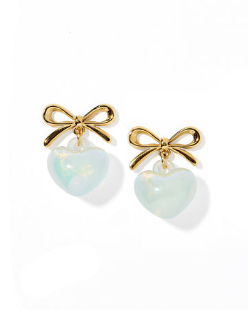 Ruthie Bow with Drop Heart Pearl Earring - Blue