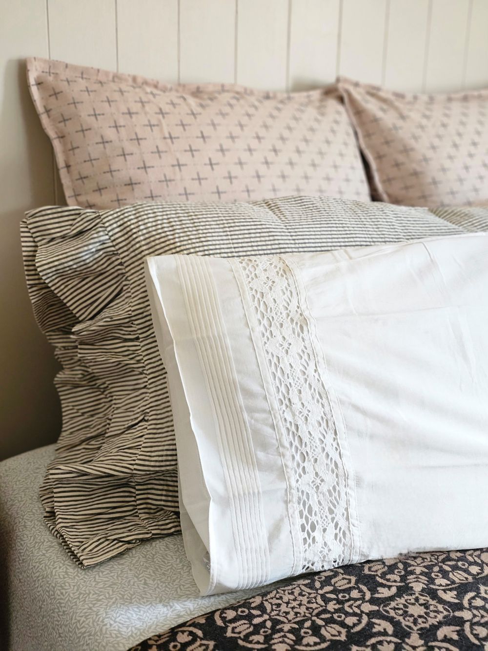 Portsmouth Blue Ticking Stripe Pillow Case Set