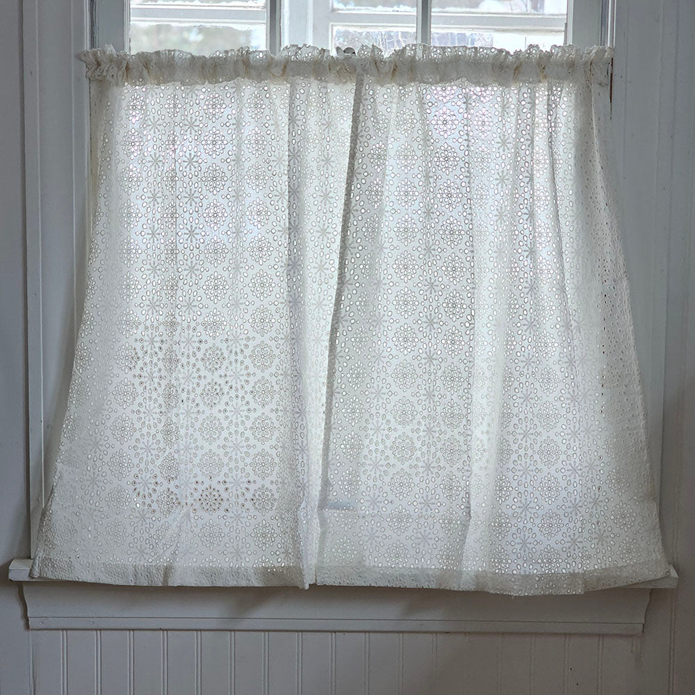 Vintage White Eyelet Lace Cafe Curtains