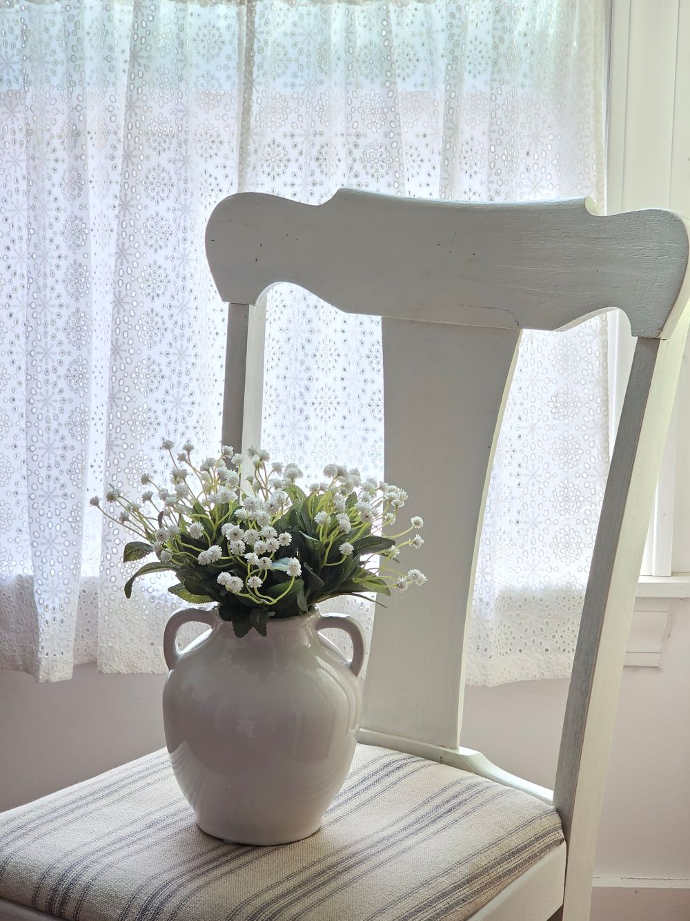 Vintage White Eyelet Lace Cafe Curtains