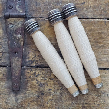Vintage Industrial Textile Bobbin Spool with Thread, Set of Three