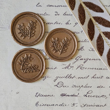 Wax Seal Sticker with Laurel Leaf Design, Set of Six