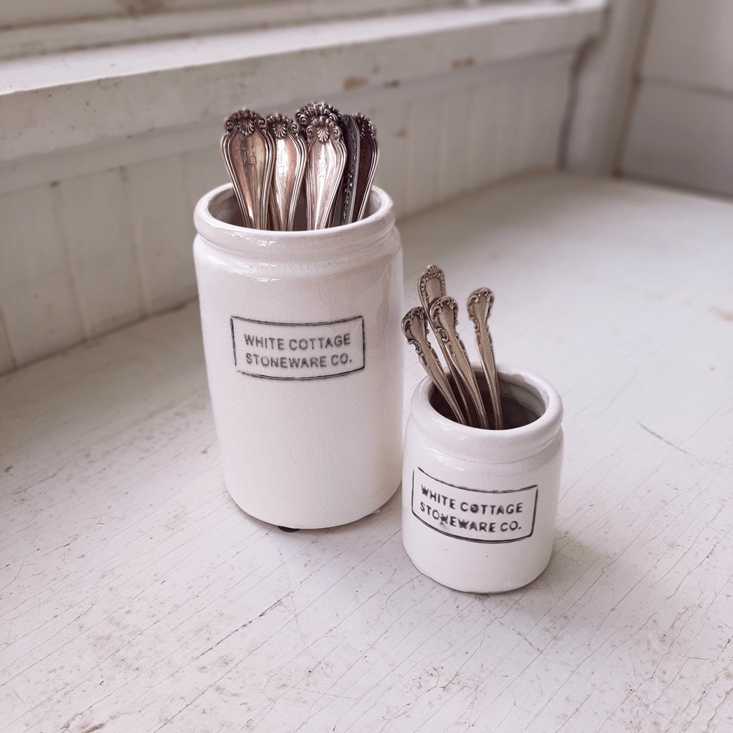 White Cottage Stoneware Jam Jar