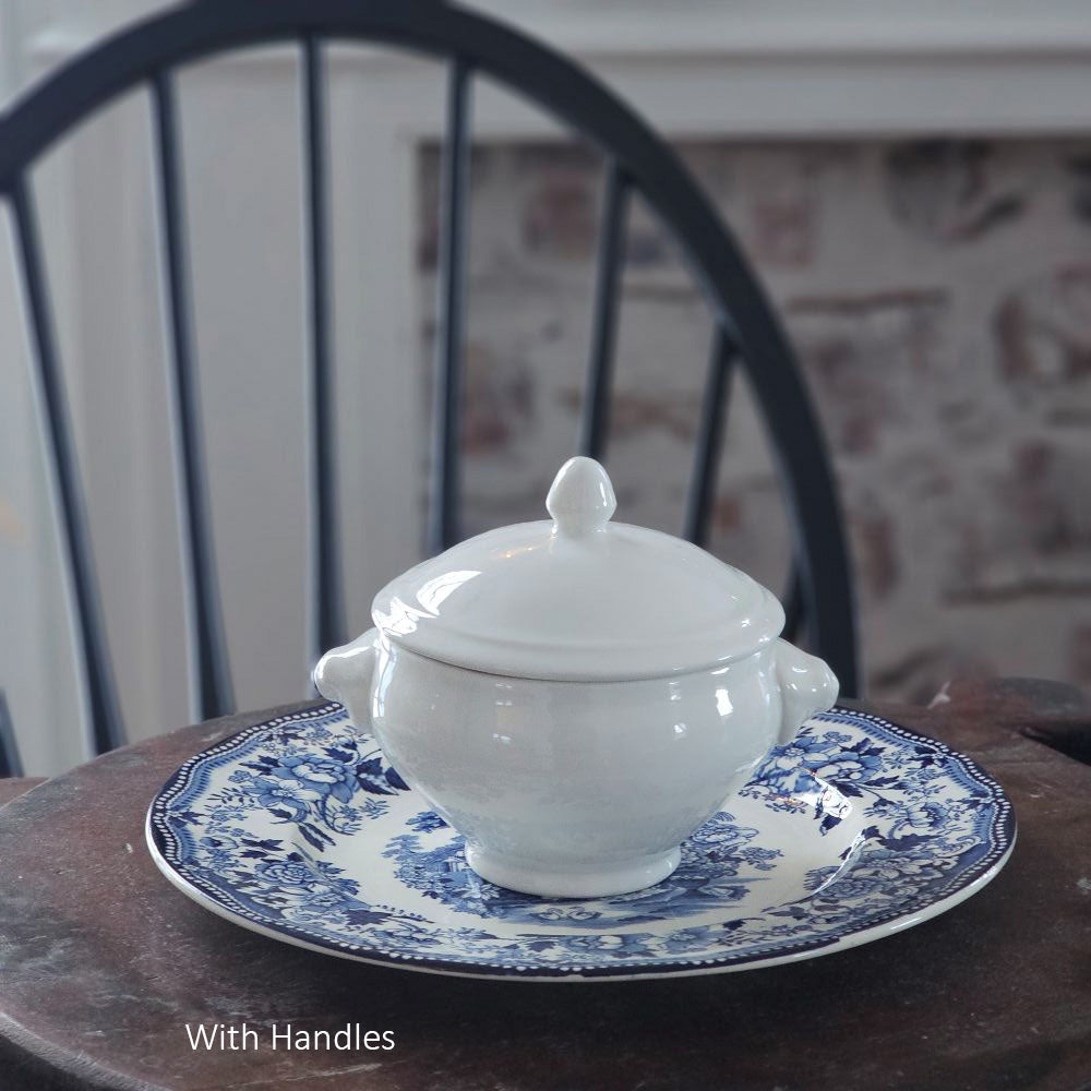 Round White Soup Bowl with Lid
