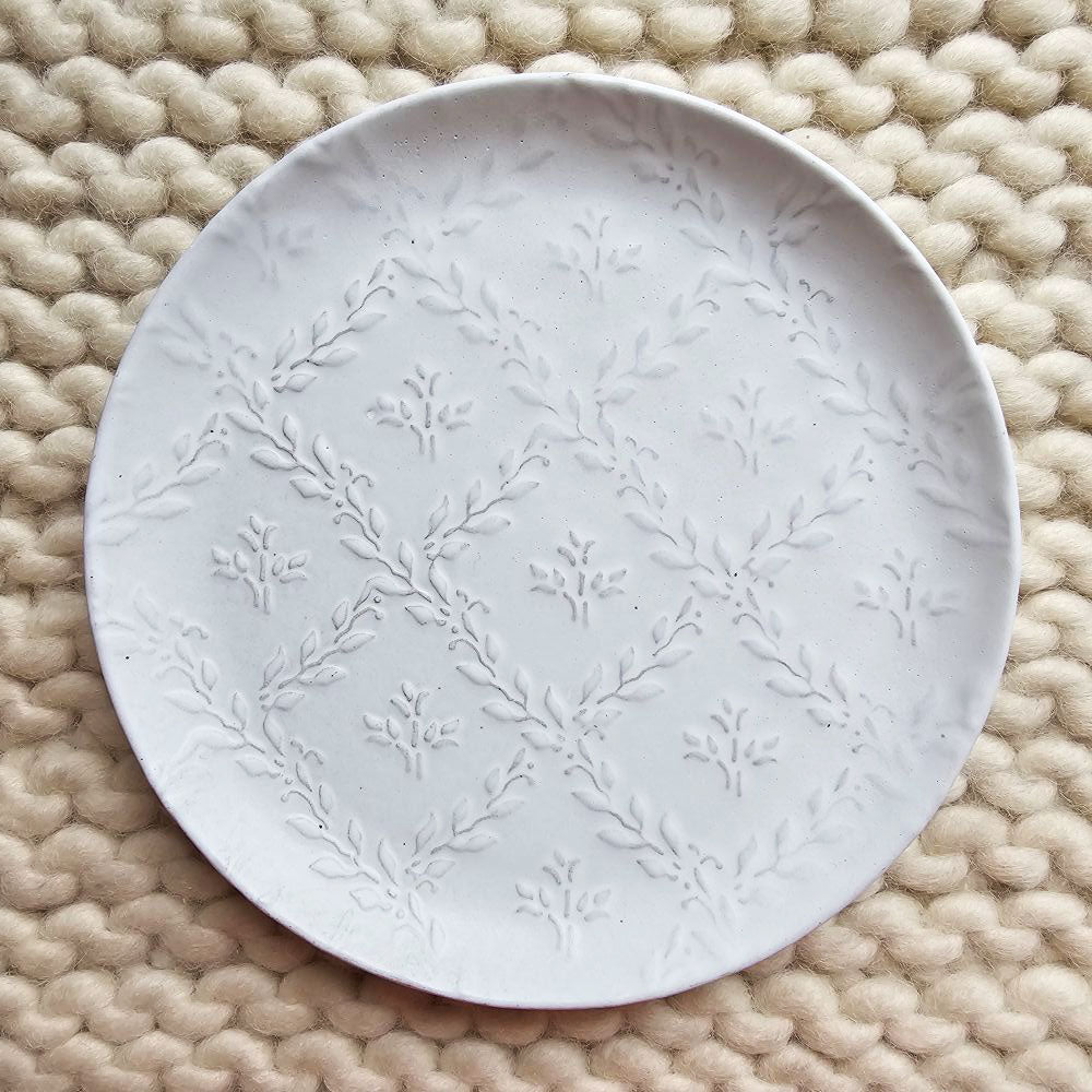 White Ceramic Embossed Plate