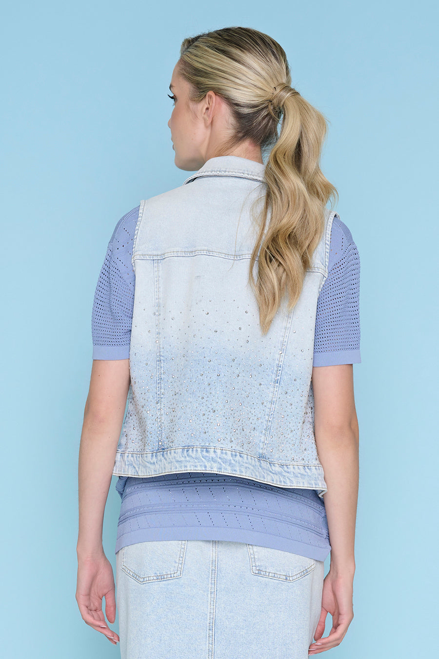 Rhinestone Denim Vest