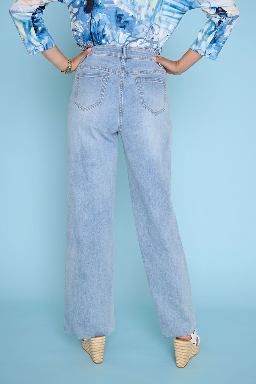 Glitter Wide-Leg Regular Length Jeans
