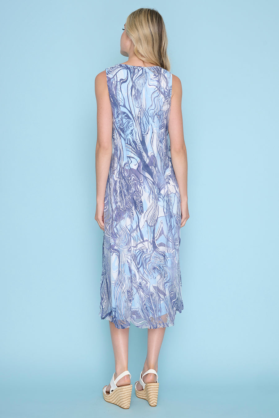 B/O Mesh Overlay Sleeveless Dress