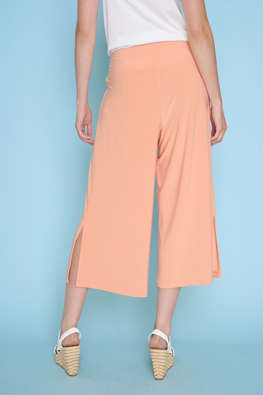 Wide-Leg Side-Slit Capri Pants