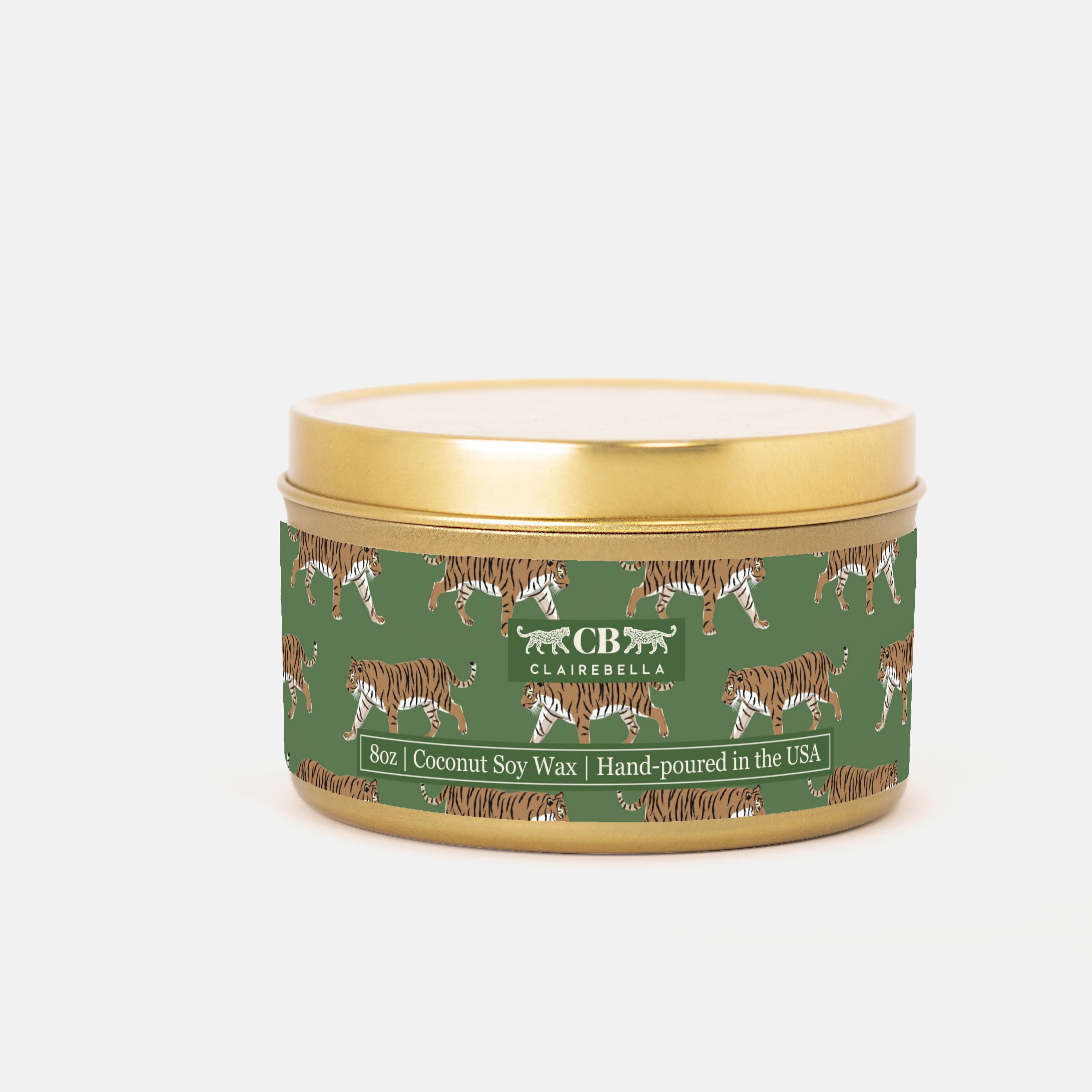 Tin Candle - Tiger (Sage & Cypress)